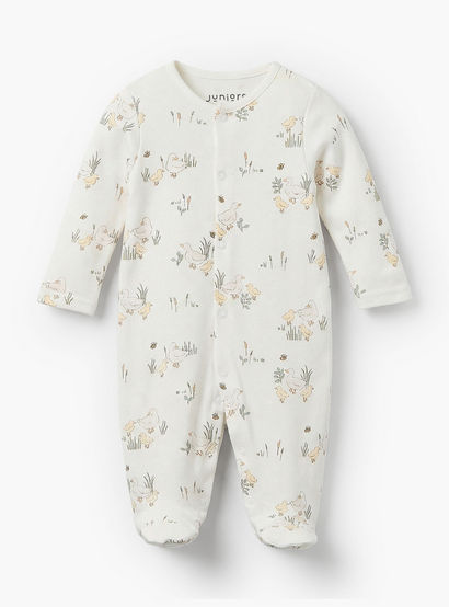 Pack of 3 Juniors Bamboo Cotton Round Neck Long Sleeves Sleepsuit with Duck Print-baby-girls-clothing-nightwear-sleepsuits-image-3