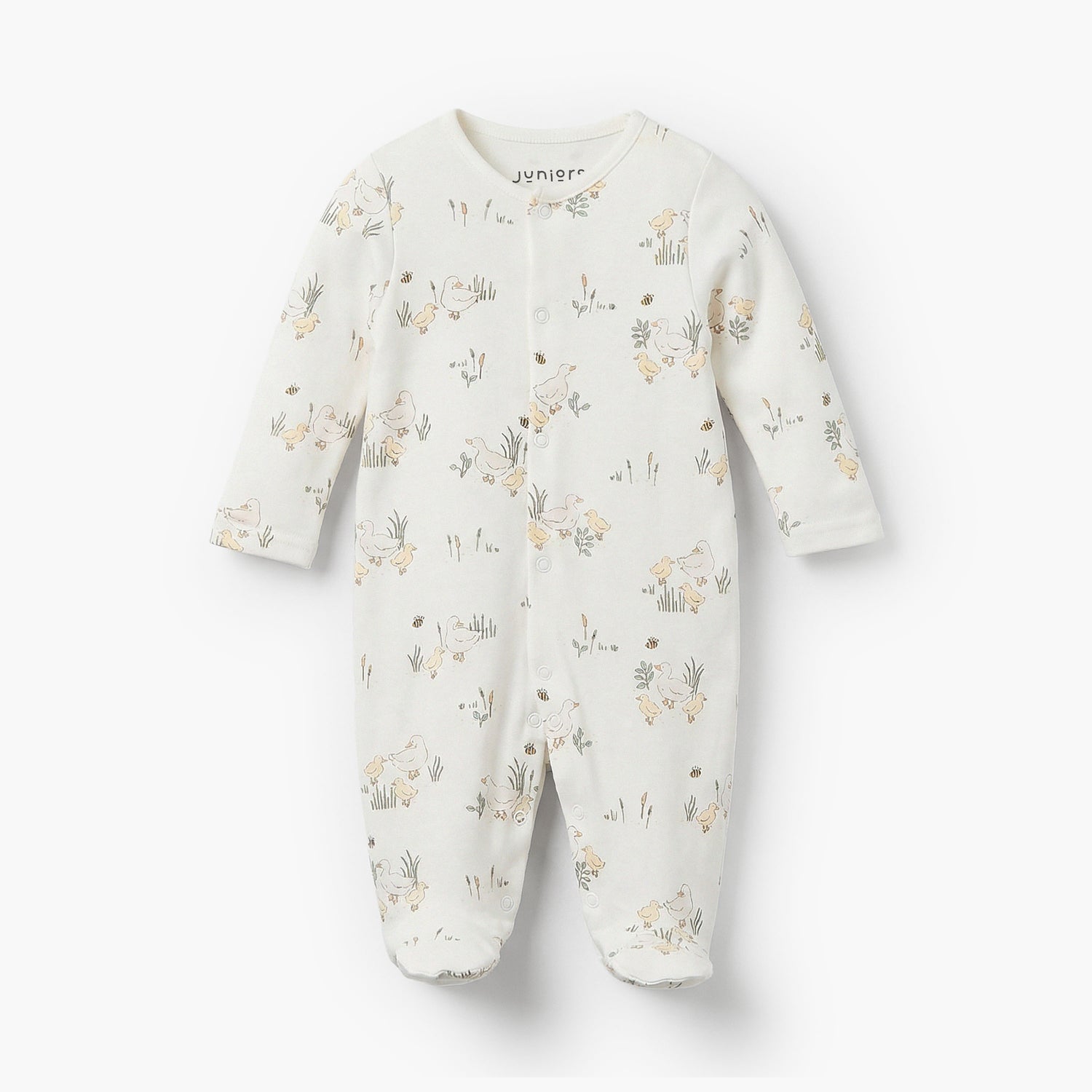 Pack of 3 Juniors Bamboo Cotton Round Neck Long Sleeves Sleepsuit with Duck Print