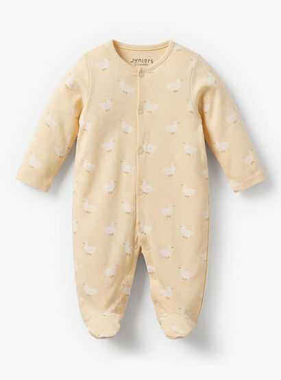 Pack of 3 Juniors Bamboo Cotton Round Neck Long Sleeves Sleepsuit with Duck Print-baby-girls-clothing-nightwear-sleepsuits-image-4