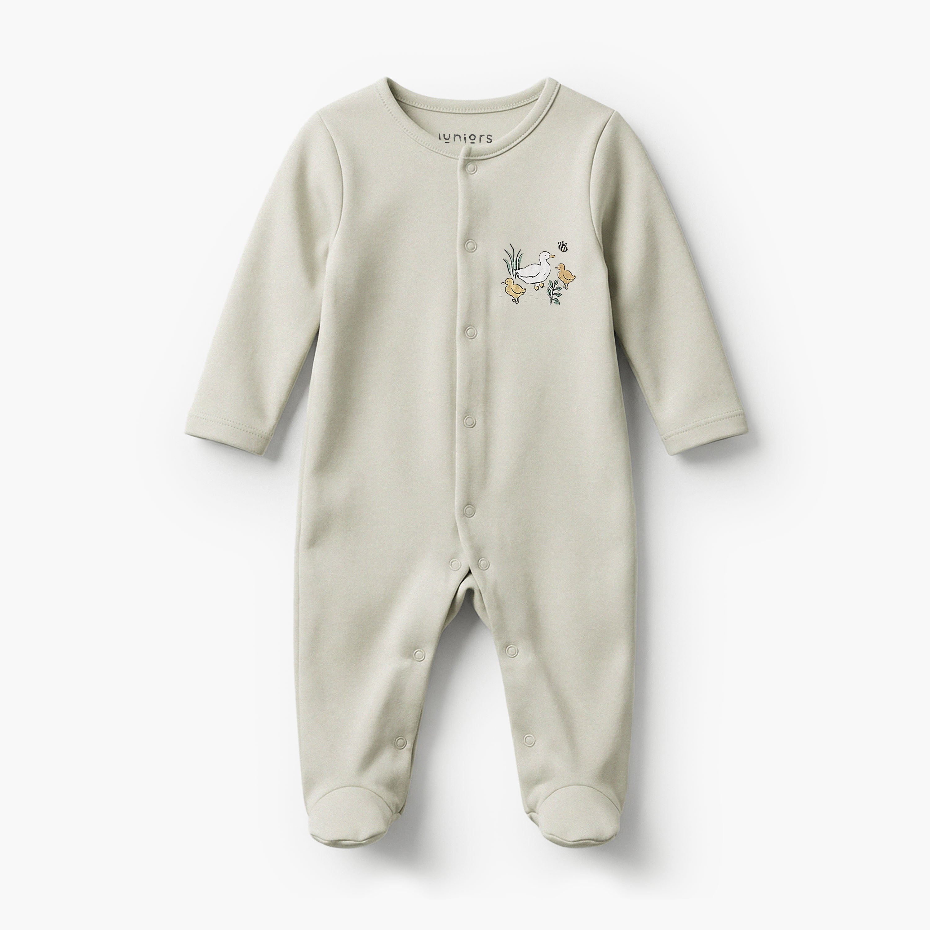 Pack of 3 Juniors Bamboo Cotton Round Neck Long Sleeves Sleepsuit with Duck Print