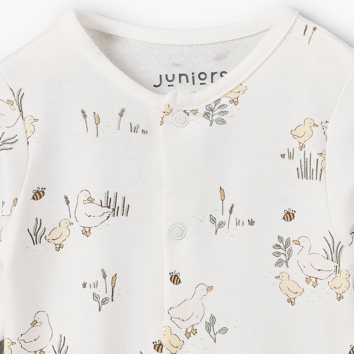 Pack of 3 Juniors Bamboo Cotton Round Neck Long Sleeves Sleepsuit with Duck Print