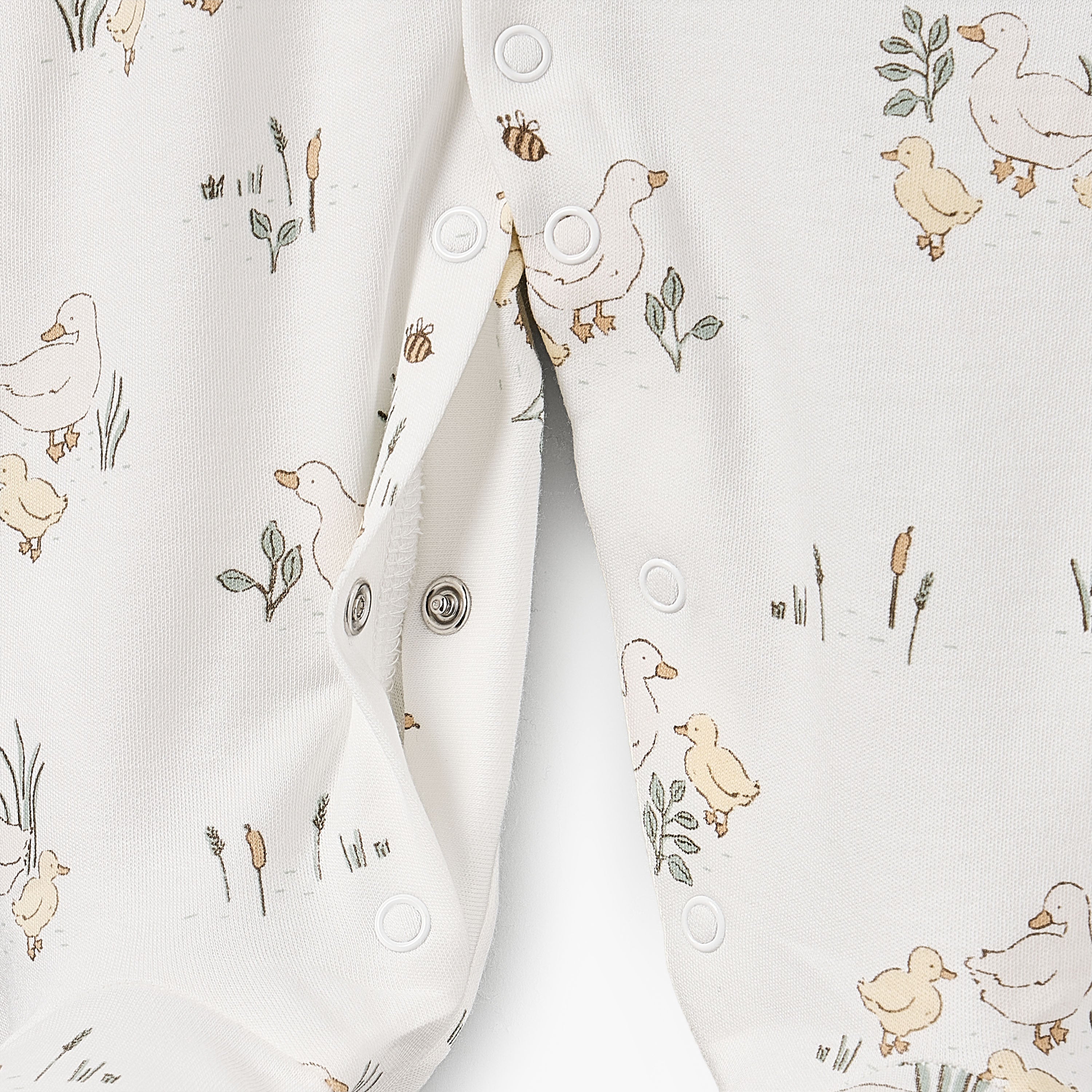 Pack of 3 Juniors Bamboo Cotton Round Neck Long Sleeves Sleepsuit with Duck Print