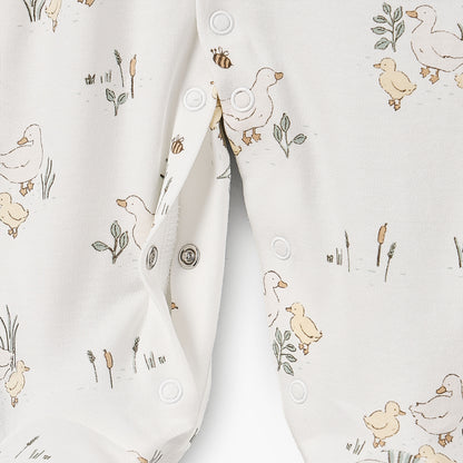 Pack of 3 Juniors Bamboo Cotton Round Neck Long Sleeves Sleepsuit with Duck Print