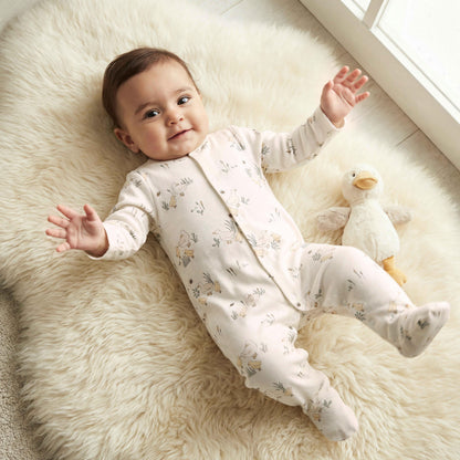 Pack of 3 Juniors Bamboo Cotton Round Neck Long Sleeves Sleepsuit with Duck Print