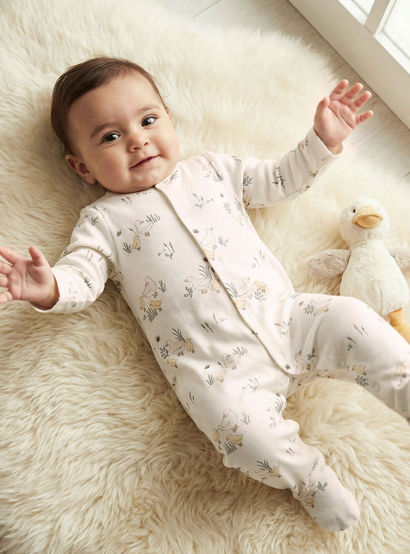 Pack of 3 Juniors Bamboo Cotton Round Neck Long Sleeves Sleepsuit with Duck Print-baby-girls-clothing-nightwear-sleepsuits-image-2