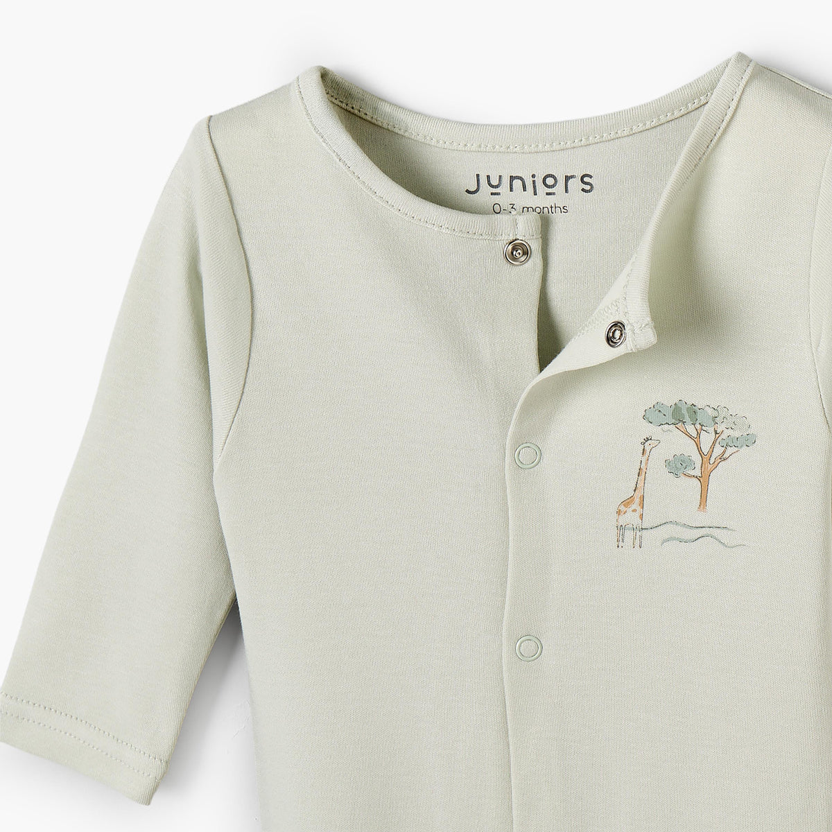Pack of 3 Juniors Crew Neck Long Sleeves Sleepsuit with Giraffe Print