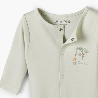 Pack of 3 Juniors Crew Neck Long Sleeves Sleepsuit with Giraffe Print