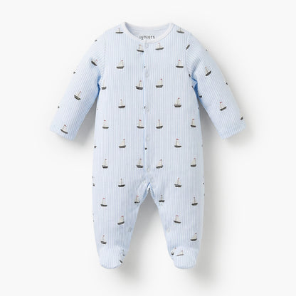 Pack of 3 Juniors Bamboo Round Neck Long Sleeves Sleepsuit with Nautical Print