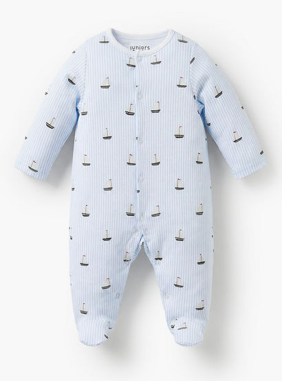 Pack of 3 Juniors Bamboo Round Neck Long Sleeves Sleepsuit with Nautical Print-baby-boys-clothing-nightwear-sleepsuits-image-3