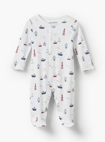 Pack of 3 Juniors Bamboo Round Neck Long Sleeves Sleepsuit with Nautical Print-baby-boys-clothing-nightwear-sleepsuits-image-4