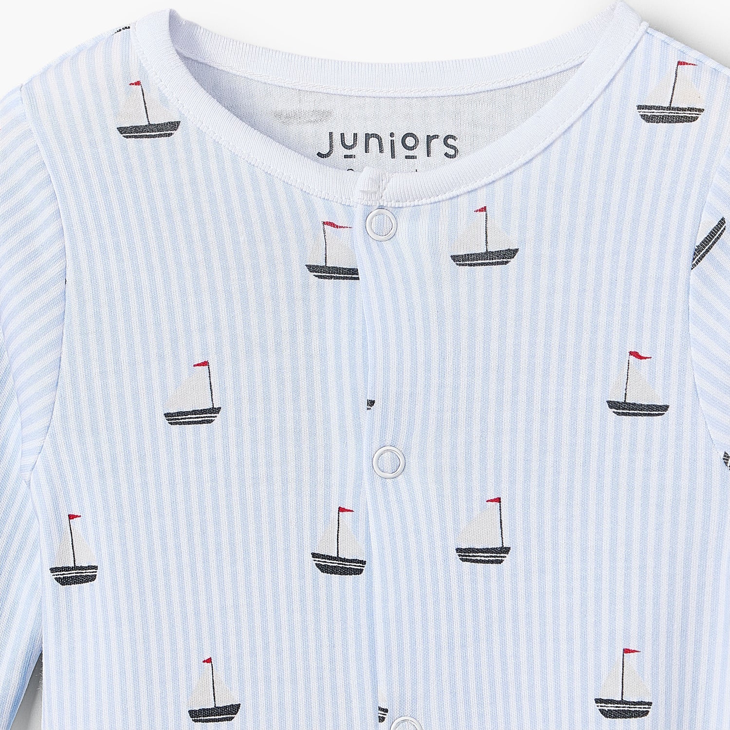 Pack of 3 Juniors Bamboo Round Neck Long Sleeves Sleepsuit with Nautical Print