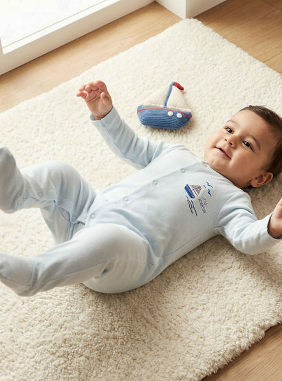 Pack of 3 Juniors Bamboo Round Neck Long Sleeves Sleepsuit with Nautical Print-baby-boys-clothing-nightwear-sleepsuits-image-2