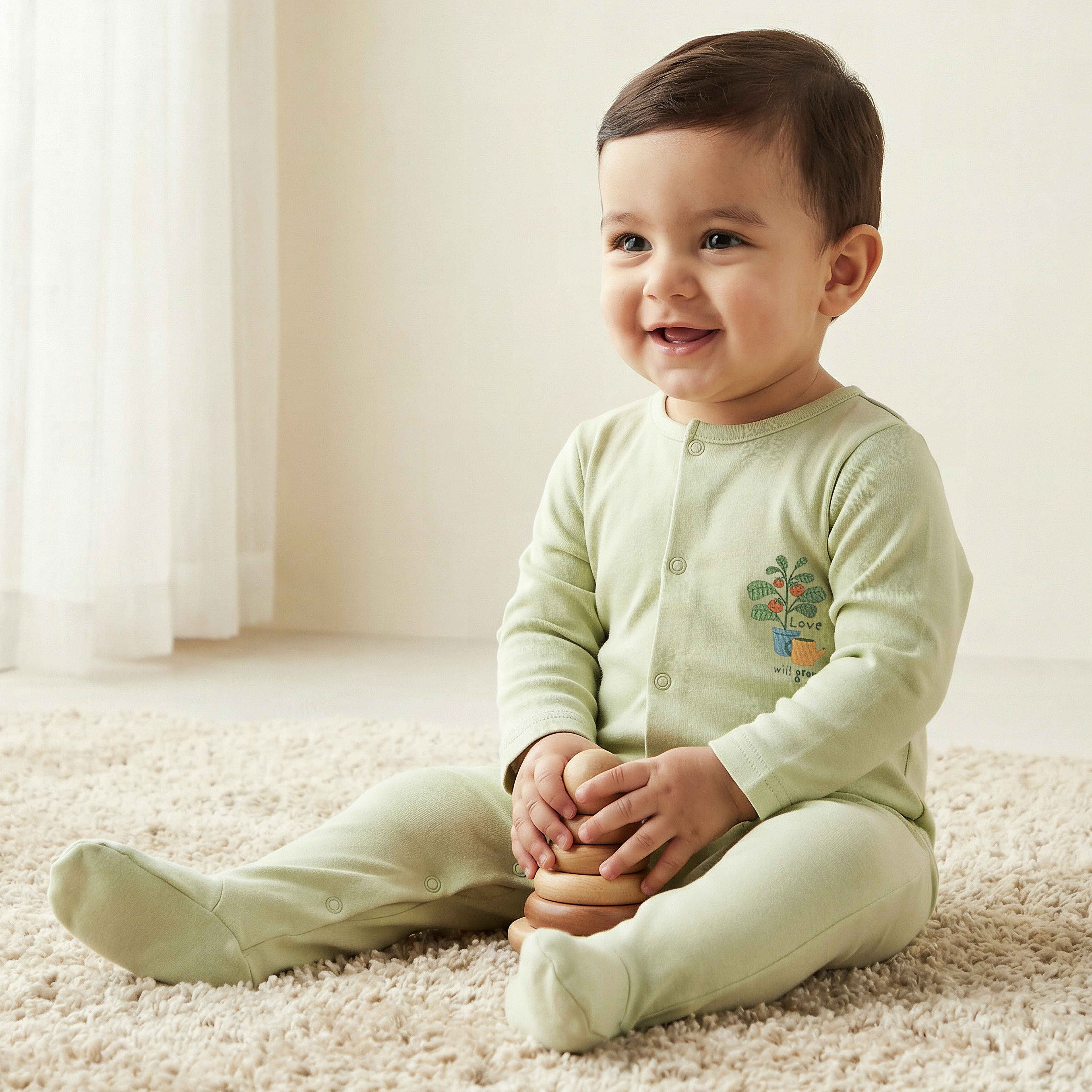 Pack of 3 Juniors Bamboo Round Neck Long Sleeves Sleepsuit with Assorted Print