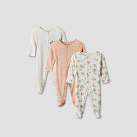 Pack of 3 Juniors Round Neck Long Sleeve Sleepsuit with Bunny Print-undefined-image-1