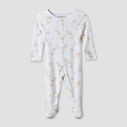 Pack of 3 Juniors Round Neck Long Sleeve Sleepsuit with Assorted Print