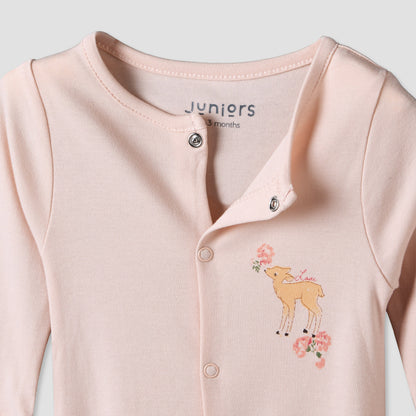 Pack of 3 Juniors Round Neck Long Sleeve Sleepsuit with Assorted Print