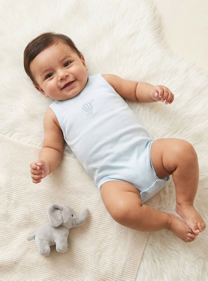 Pack of 5 Juniors Crew Neck Sleeveless Bodysuit with Hot Air Balloon Print-baby-boys-clothing-bodysuits-image-2