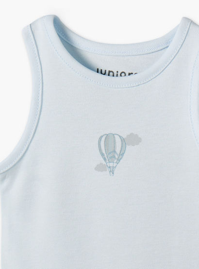 Pack of 5 Juniors Crew Neck Sleeveless Bodysuit with Hot Air Balloon Print-baby-boys-clothing-bodysuits-image-9