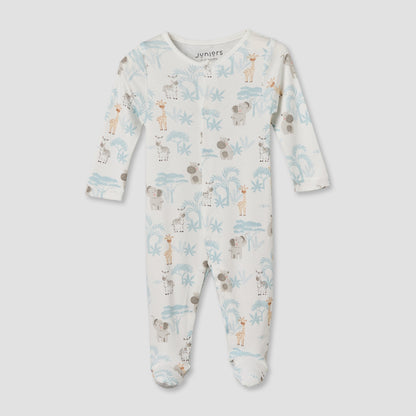 Pack of 3 Juniors Round Neck Long Sleeves Sleepsuit with Button Closure