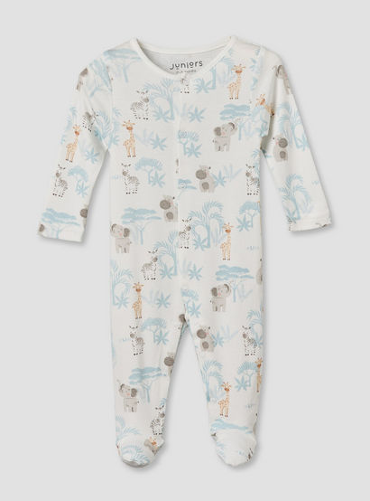 Pack of 3 Juniors Round Neck Long Sleeves Sleepsuit with Button Closure-baby-boys-clothing-nightwear-sleepsuits-image-3