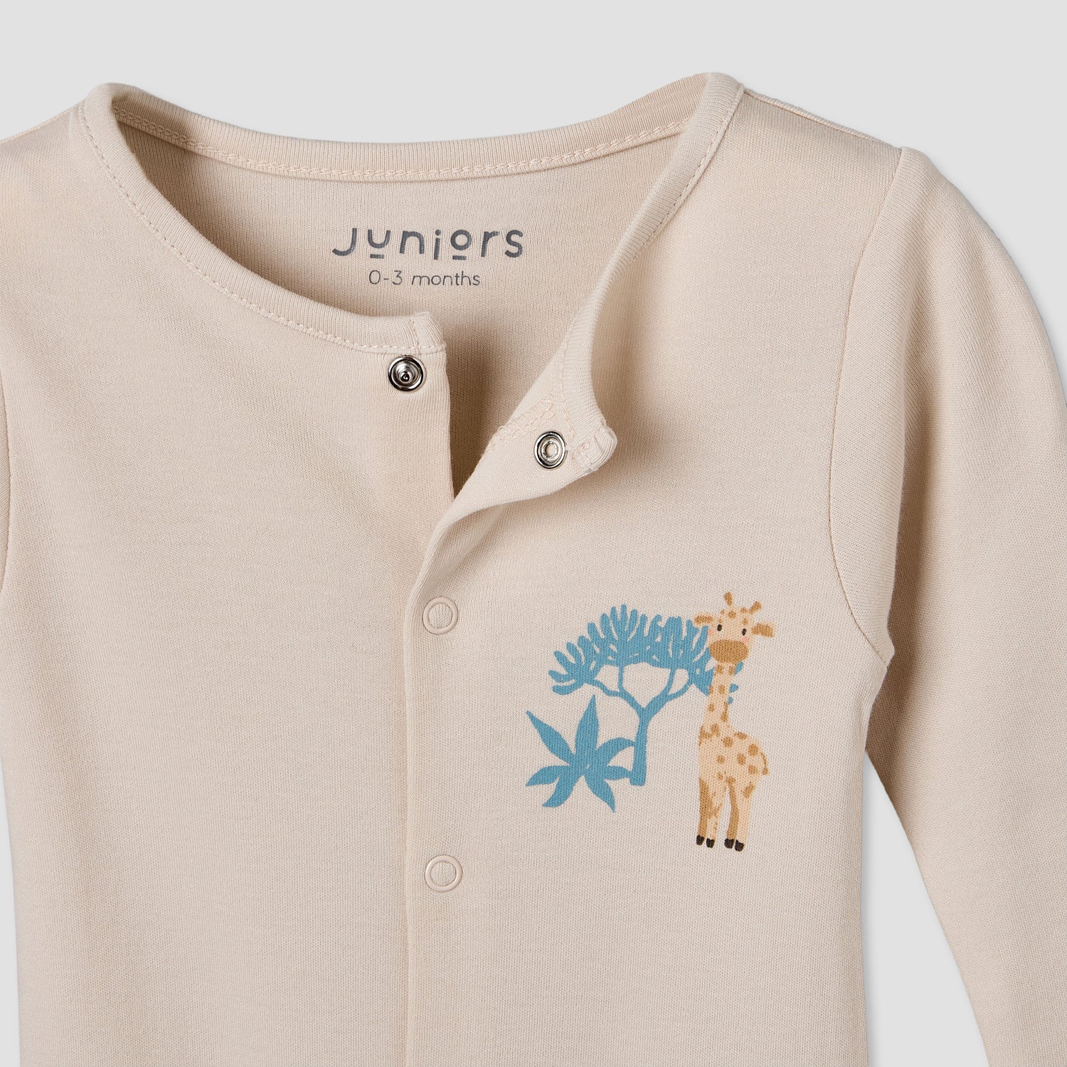 Pack of 3 Juniors Round Neck Long Sleeves Sleepsuit with Button Closure