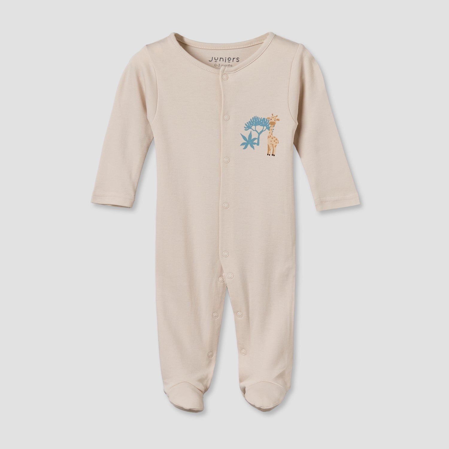 Pack of 3 Juniors Round Neck Long Sleeves Sleepsuit with Button Closure