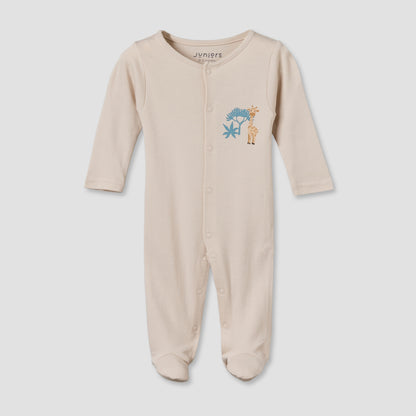 Pack of 3 Juniors Round Neck Long Sleeves Sleepsuit with Button Closure
