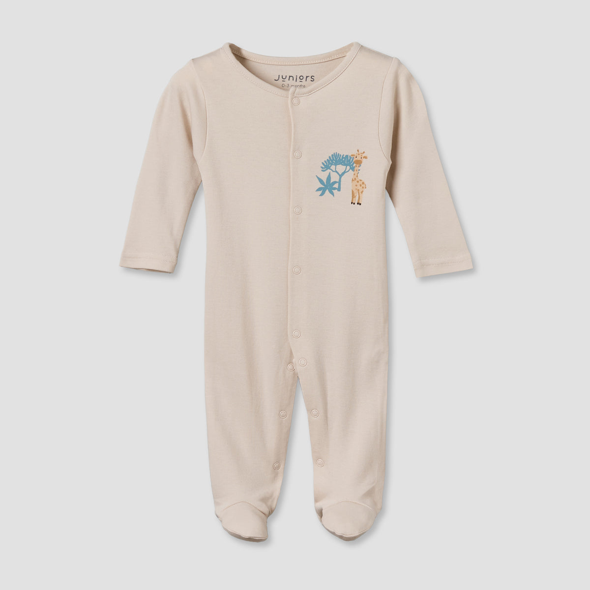 Pack of 3 Juniors Round Neck Long Sleeves Sleepsuit with Button Closure
