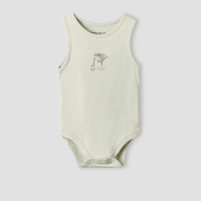 Pack of 5 Juniors Crew Neck Sleeveless Bodysuit with Safari Print