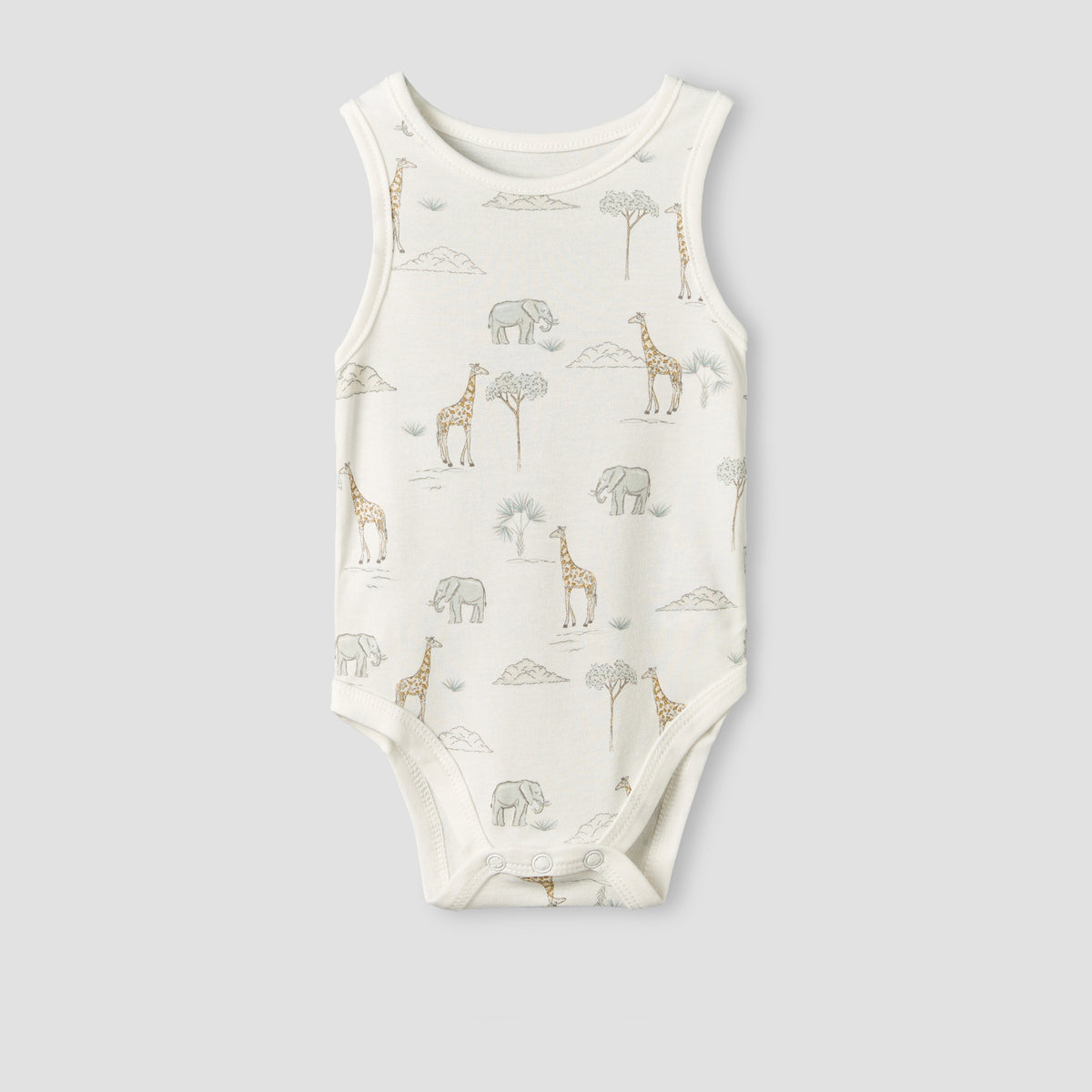 Pack of 5 Juniors Crew Neck Sleeveless Bodysuit with Safari Print