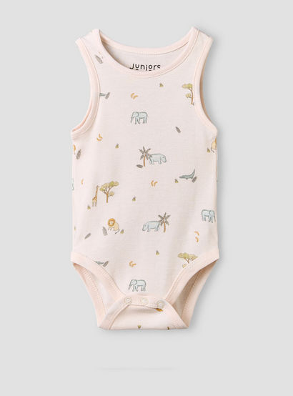 Pack of 5 Juniors Crew Neck Sleeveless Bodysuit with Safari Print-baby-boys-clothing-bodysuits-image-5