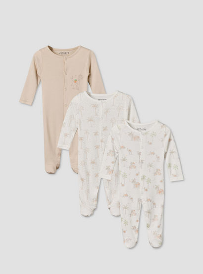 Pack of 3 Juniors Round Neck Long Sleeves Sleepsuit with Button Closure-baby-boys-clothing-nightwear-sleepsuits-image-1