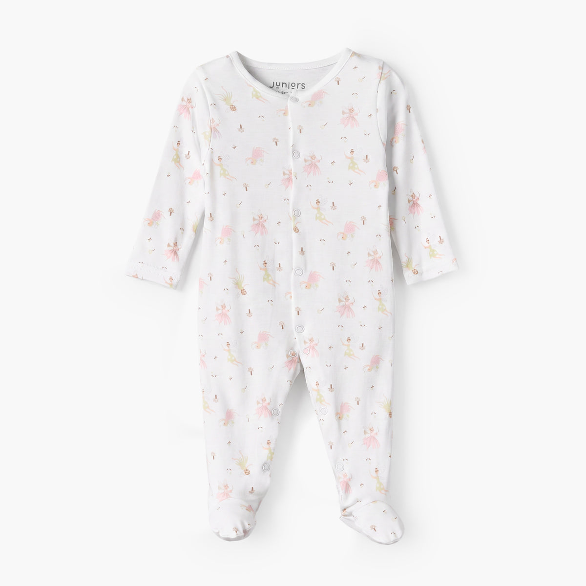 Pack of 5 Juniors Round Neck Long Sleeves Sleepsuits with Fairy Print