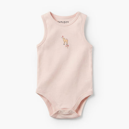 Pack of 7Juniors Bamboo Round Neck Sleeveless Bodysuit with Assorted Print