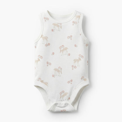 Pack of 7Juniors Bamboo Round Neck Sleeveless Bodysuit with Assorted Print