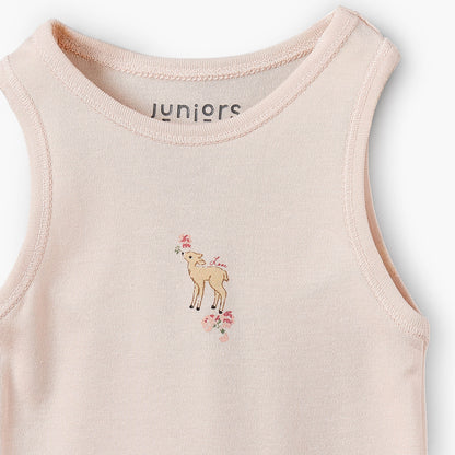 Pack of 7Juniors Bamboo Round Neck Sleeveless Bodysuit with Assorted Print