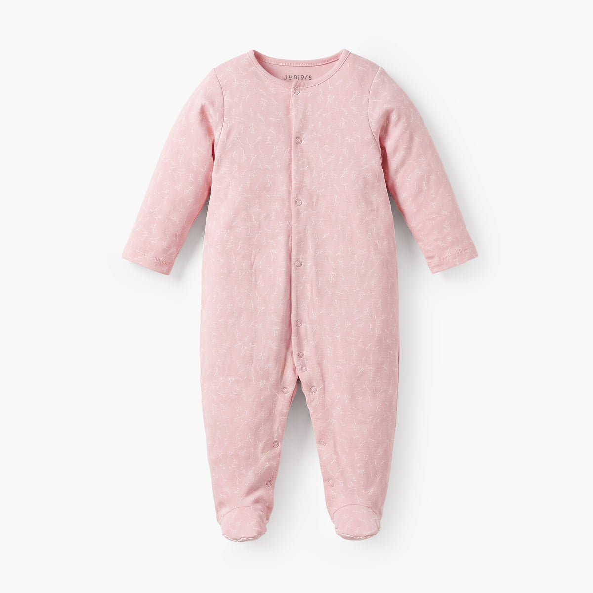 Pack of 5 Juniors Cotton Crew Neck Long Sleeves Sleepsuit with Snap Button Closure