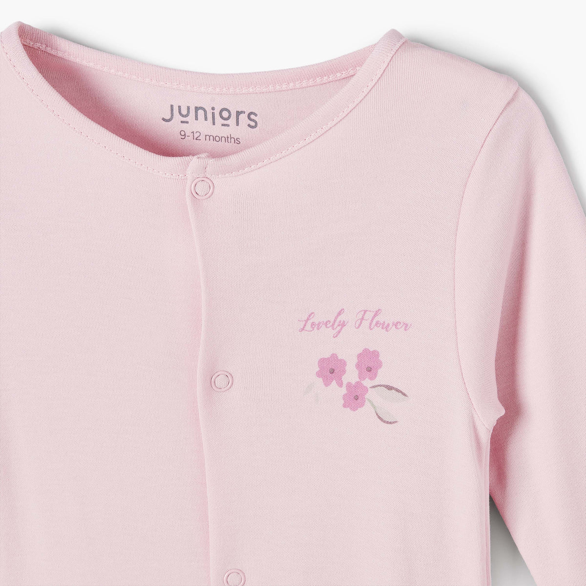 Pack of 5 Juniors Cotton Crew Neck Long Sleeves Sleepsuit with Snap Button Closure