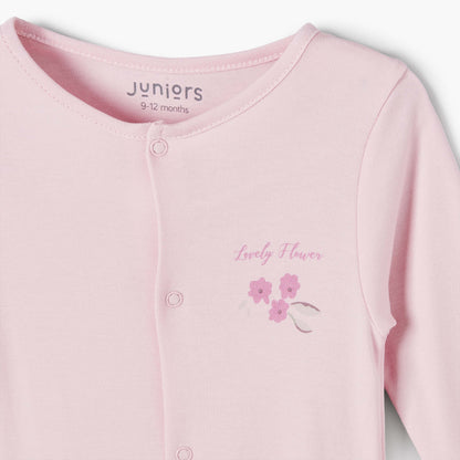 Pack of 5 Juniors Cotton Crew Neck Long Sleeves Sleepsuit with Snap Button Closure
