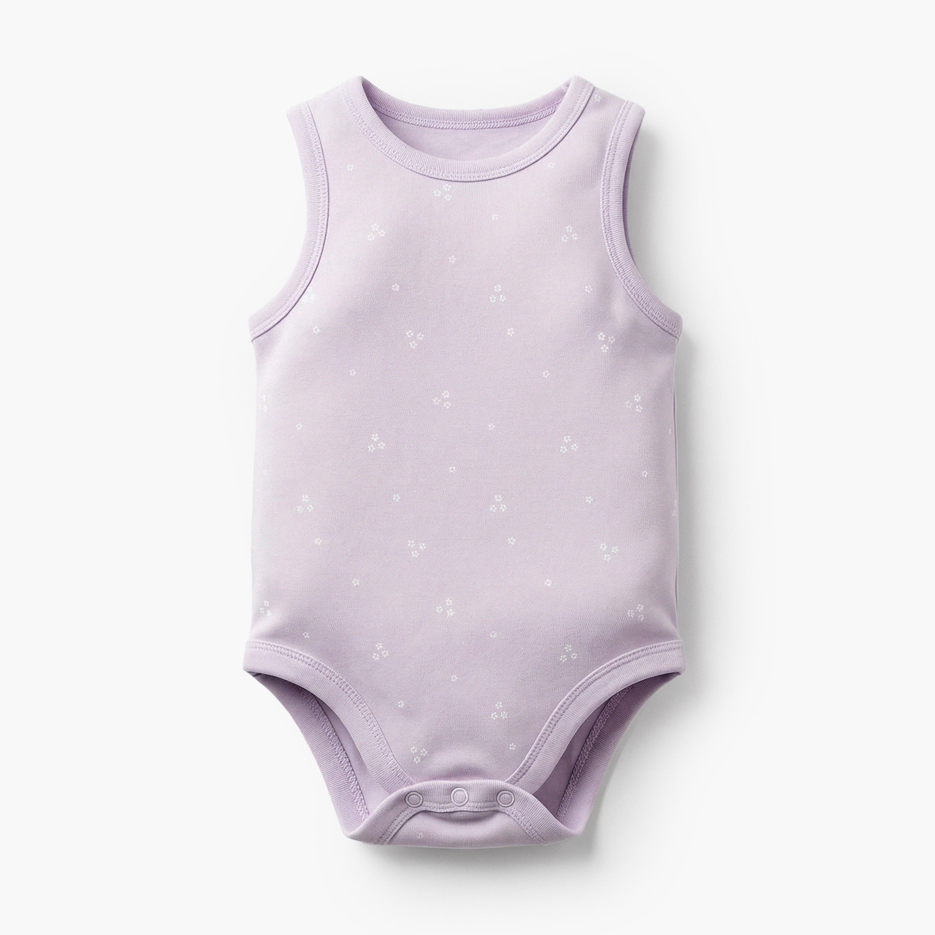 Pack of 7 Juniors Bamboo Cotton Round Neck Sleeveless Bodysuit with Floral Print