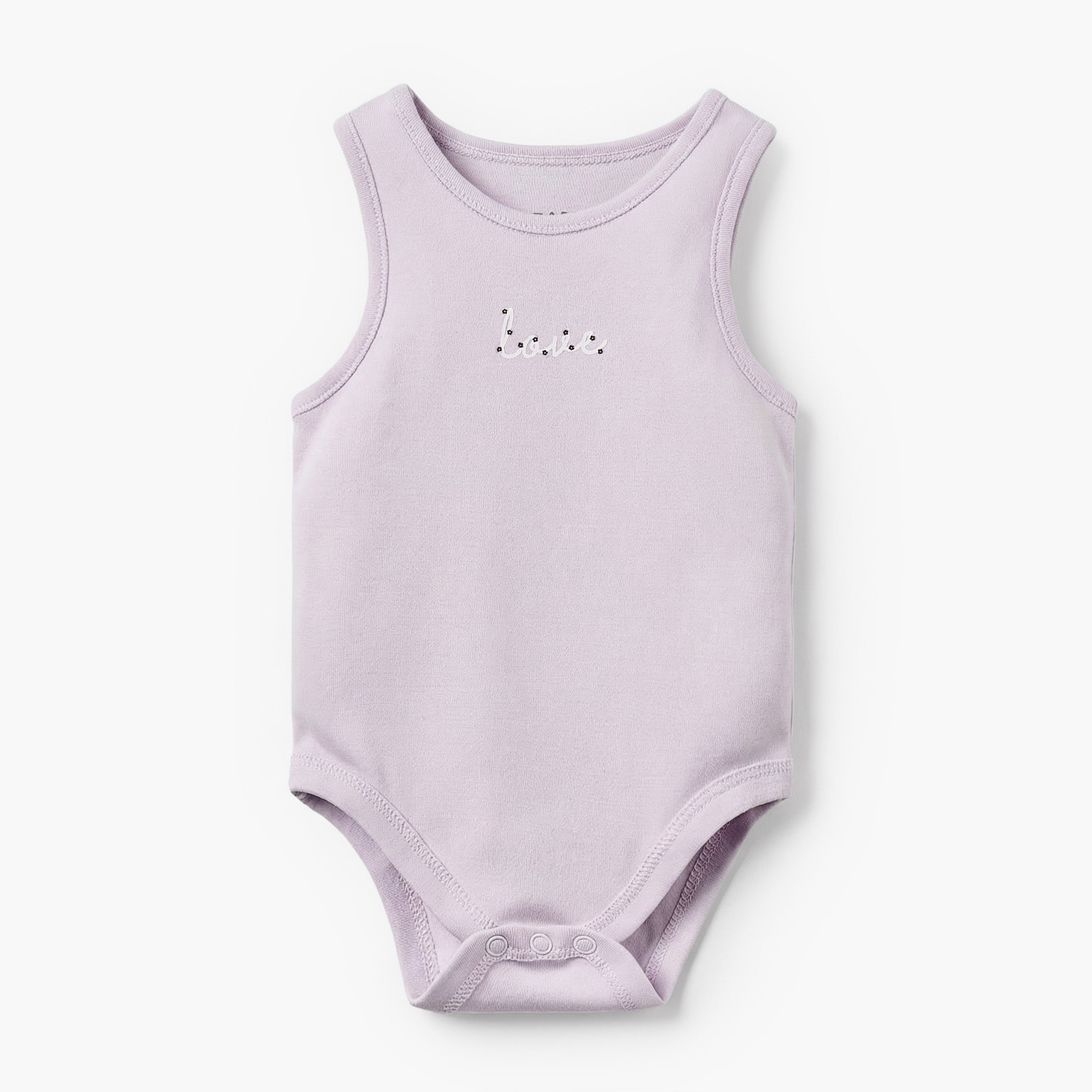 Pack of 7 Juniors Bamboo Cotton Round Neck Sleeveless Bodysuit with Floral Print