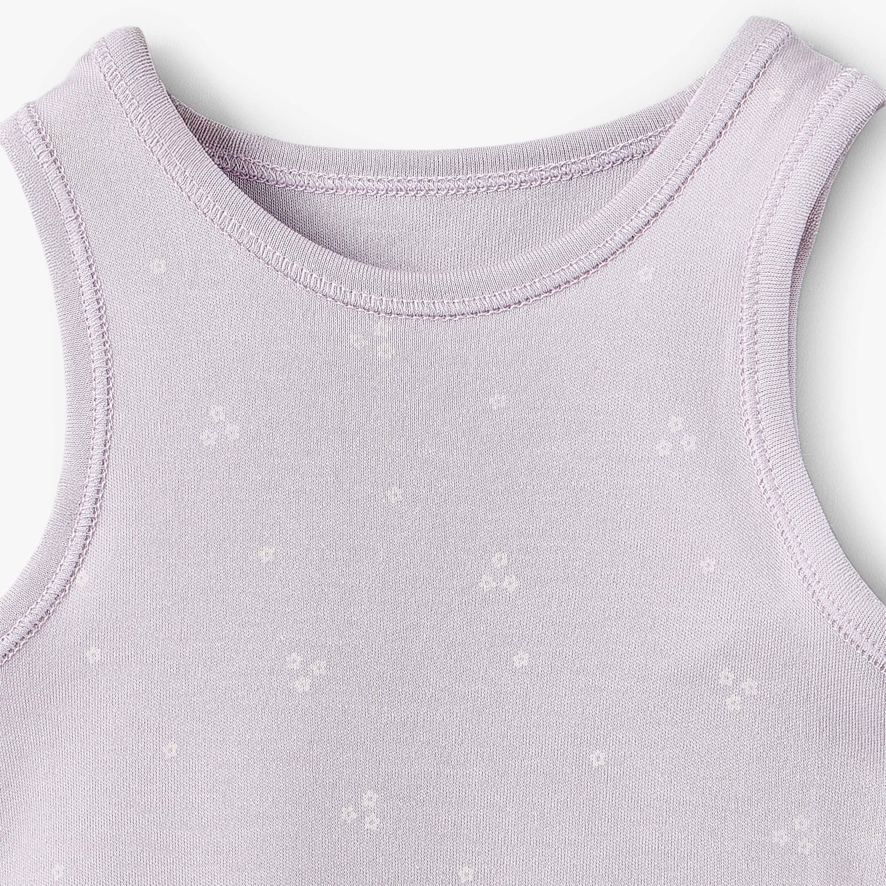 Pack of 7 Juniors Bamboo Cotton Round Neck Sleeveless Bodysuit with Floral Print