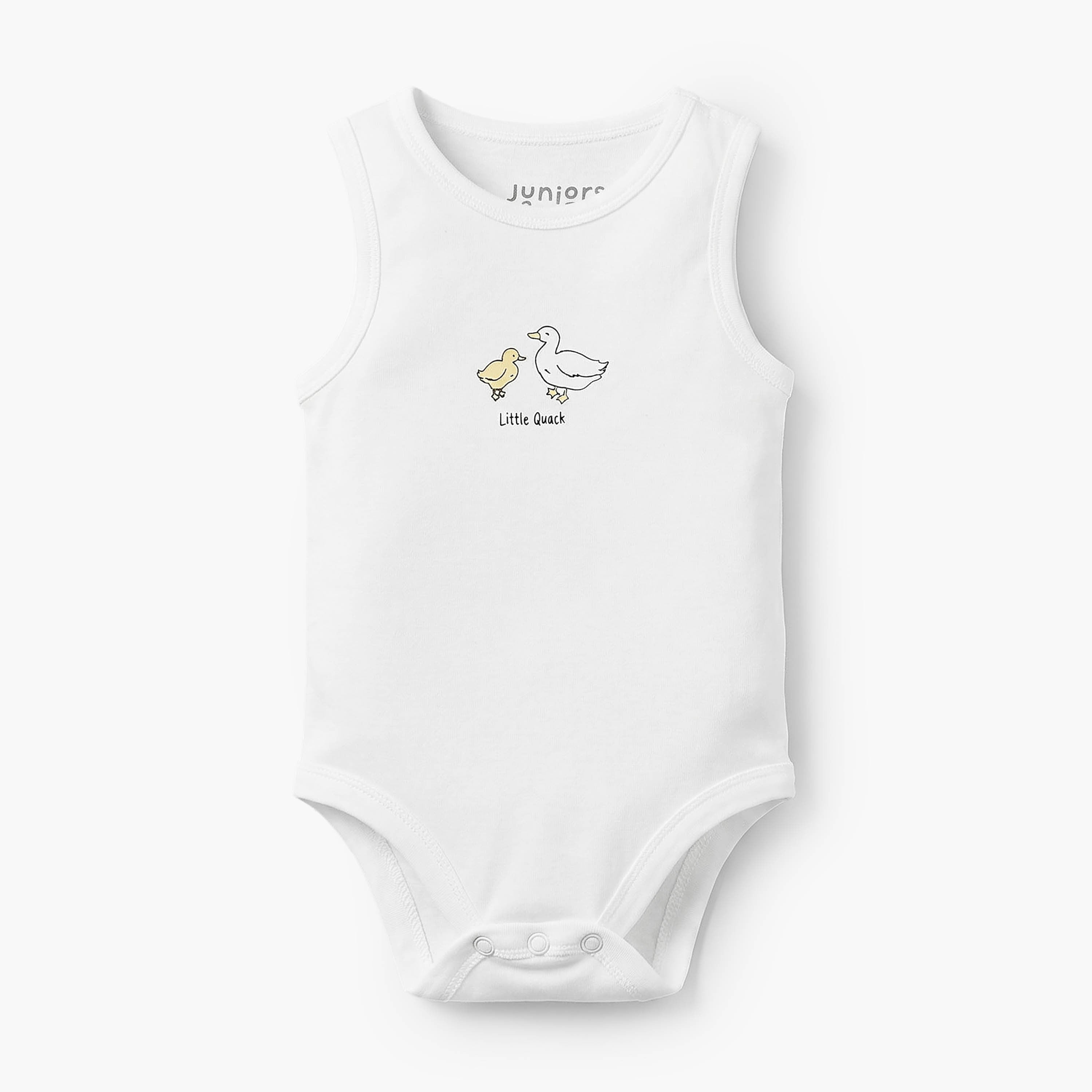 Pack of 7 Juniors Crew Neck Sleeveless Bodysuit with Duck Print