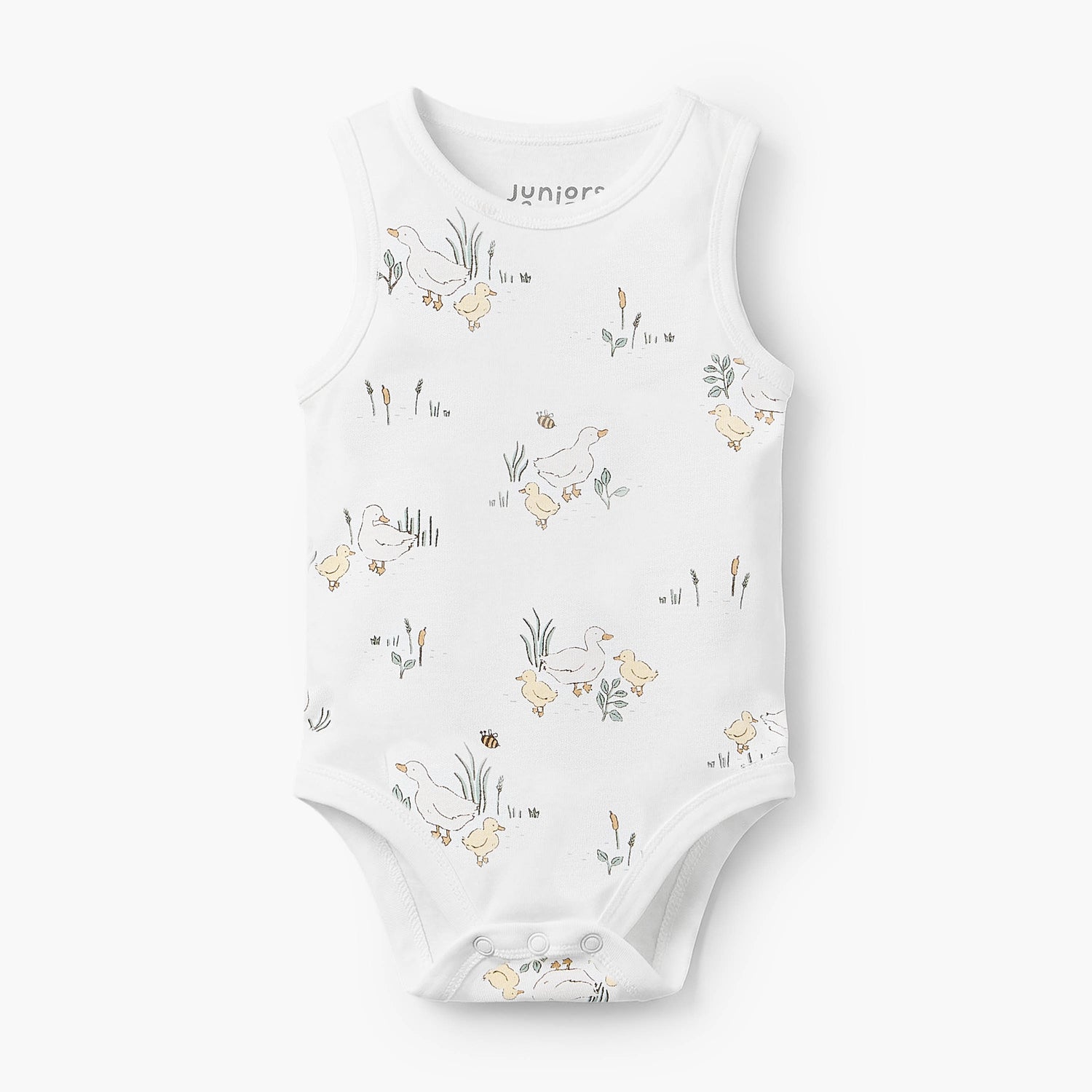 Pack of 7 Juniors Crew Neck Sleeveless Bodysuit with Duck Print