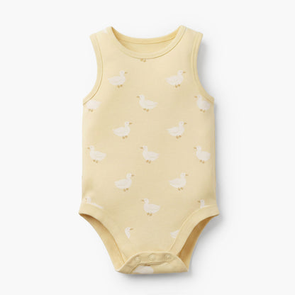 Pack of 7 Juniors Crew Neck Sleeveless Bodysuit with Duck Print