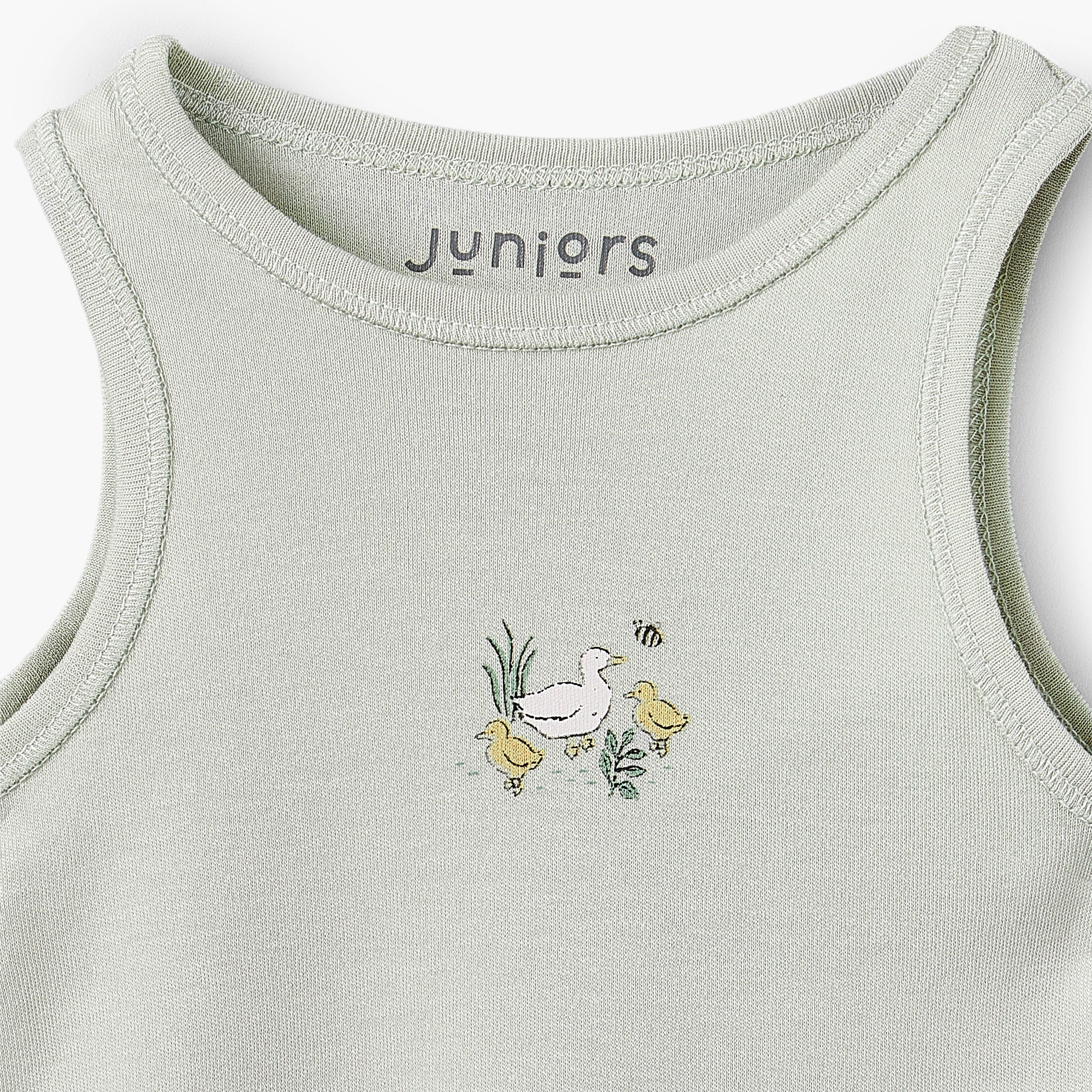 Pack of 7 Juniors Crew Neck Sleeveless Bodysuit with Duck Print