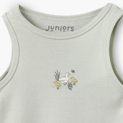 Pack of 7 Juniors Crew Neck Sleeveless Bodysuit with Duck Print