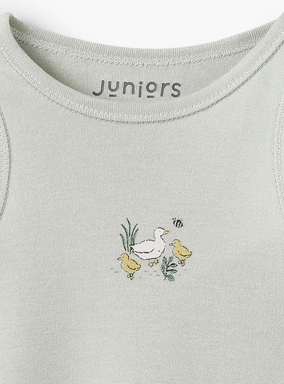 Pack of 7 Juniors Crew Neck Sleeveless Bodysuit with Duck Print-baby-boys-clothing-bodysuits-image-6