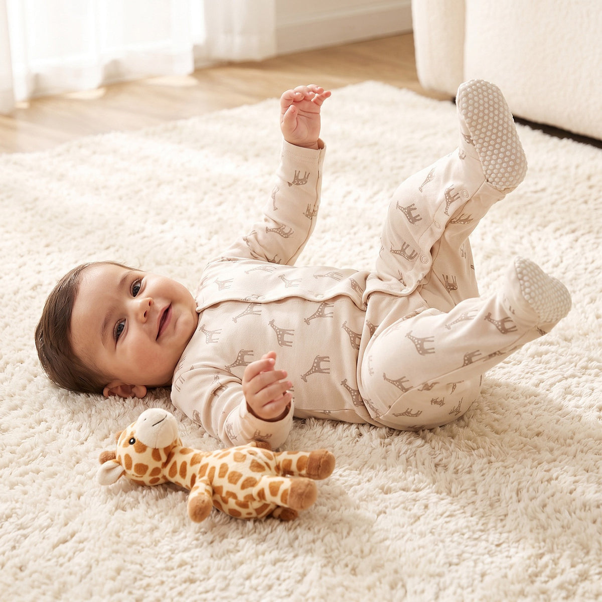 Pack of 5 Juniors Crew Neck Long Sleeves Sleepsuit with Safari Print