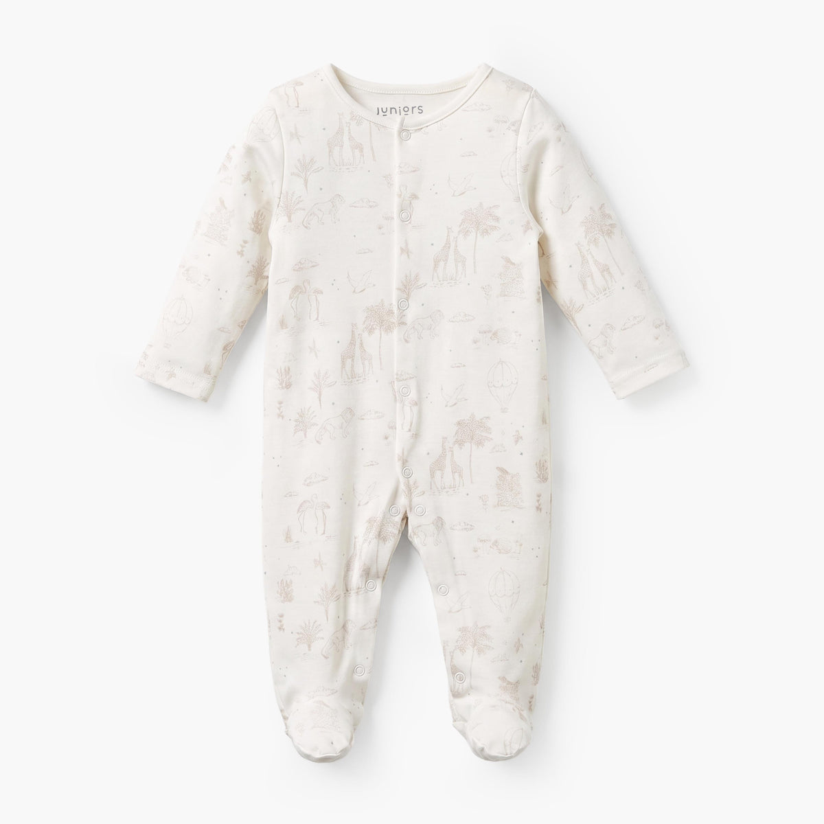 Pack of 5 Juniors Crew Neck Long Sleeves Sleepsuit with Safari Print